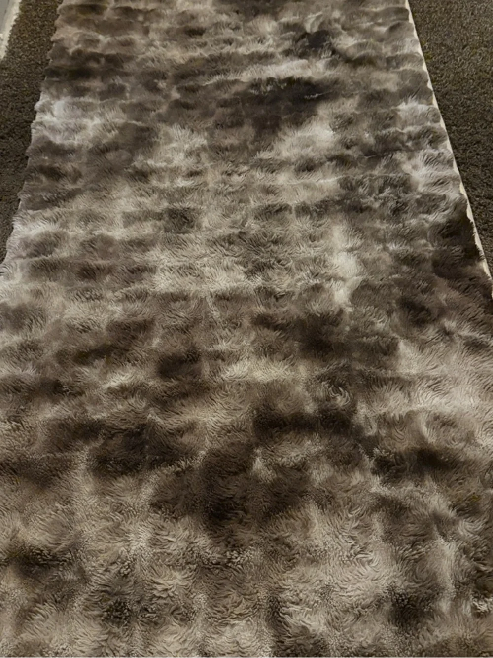 Plush Faux Fur Door Mat in Taupe and Chocolate - Unbranded